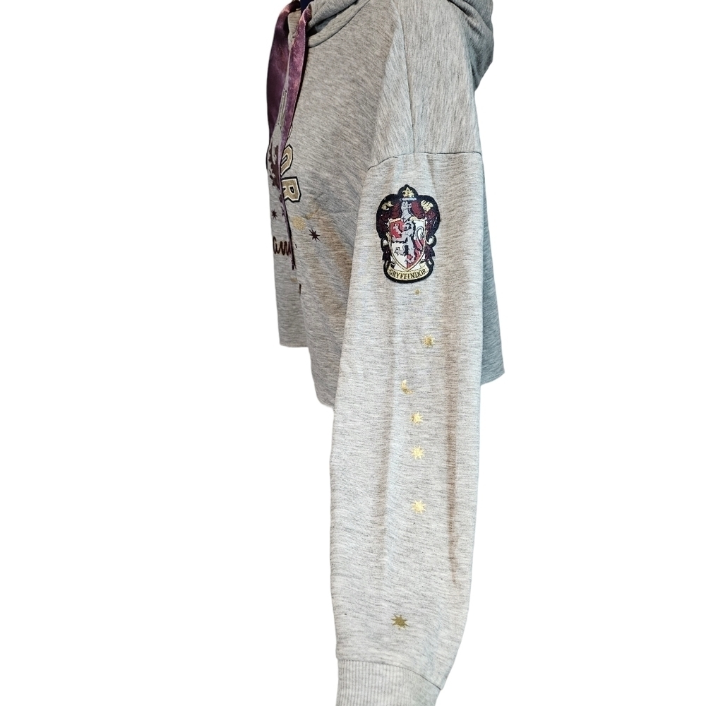 Harry Potter Gray Gryffindor Team Captain Cropped Hoodie Size Medium Women's - Picture 5 of 12